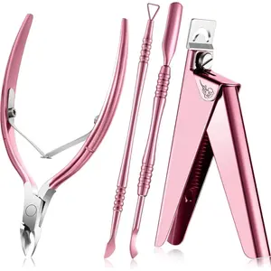 Acrylic Nail Clippers Kit False Nails Tips Cutter Professional Cuticle Trimmer Nipper Cutter Pusher Remover Stainless Steel Manicure Pedicure Art Tools Set Salon Home