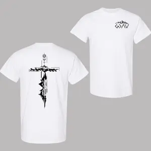 God Is Greater Than The Highs And Lows 2 Sided T-Shirt, Mountains Cross T-Shirt – Romans 109 Bible Verse Tee – Christian Faith Graphic Shirt – Inspirational Unisex Top, Trendy Shirt