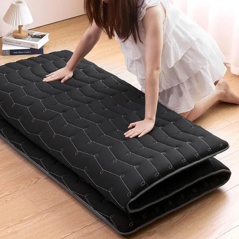 3.5" Thick  Futon Floor Mattress -  Size 60"x80" -  High-Density ,Foldable Floor Mattress,Comfortable Tatami Mat for Dorm,Bedroom,or Guest Room(Black)