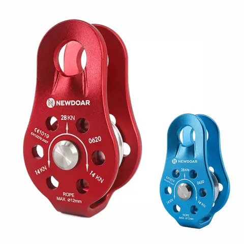 NEWDOAR 28KN Fixed Plate Micro Pulley, Magnesium Aluminum Alloy Climbing Gear (1.77 inches x 3.2 inches, 0.19 lb) – Compact, Lightweight, Durable & Versatile, CE Certified for Lifting Cargo, Technical Rigging, Transporting