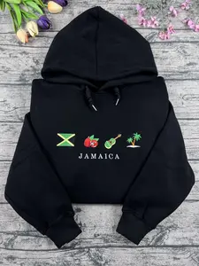 Jamaica Embroidered Sweatshirt For Machine, Jamaican Flag, Ackee Fruit, Reggae Music, Doctor’s Cave Beach