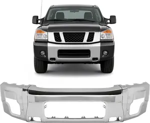 Front Bumper Face Bar Compatible with 2004-2015 Titan, 2005-2007 Nissan Armada, 2004 Pathfinder Armada, Replacement for 62022ZR08A NI1002136 Steel Chrome Silvery 3Pcs