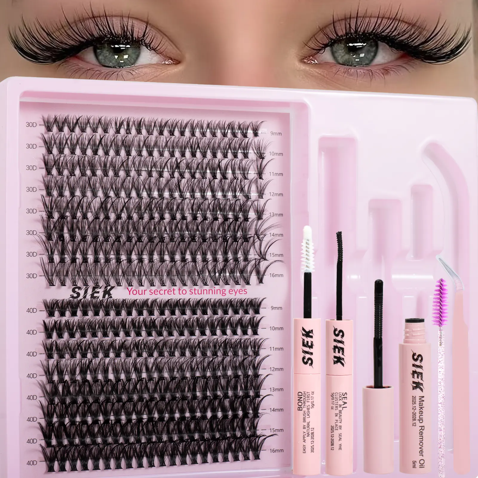 Reusable Lash Cluster Kit for DIY Extensions, 90 Pcs Lightweight & Hypoallergenic B Curl Lashes, 0.03mm, 10-12mm, Natural Wispy Look, Cluster Lashes