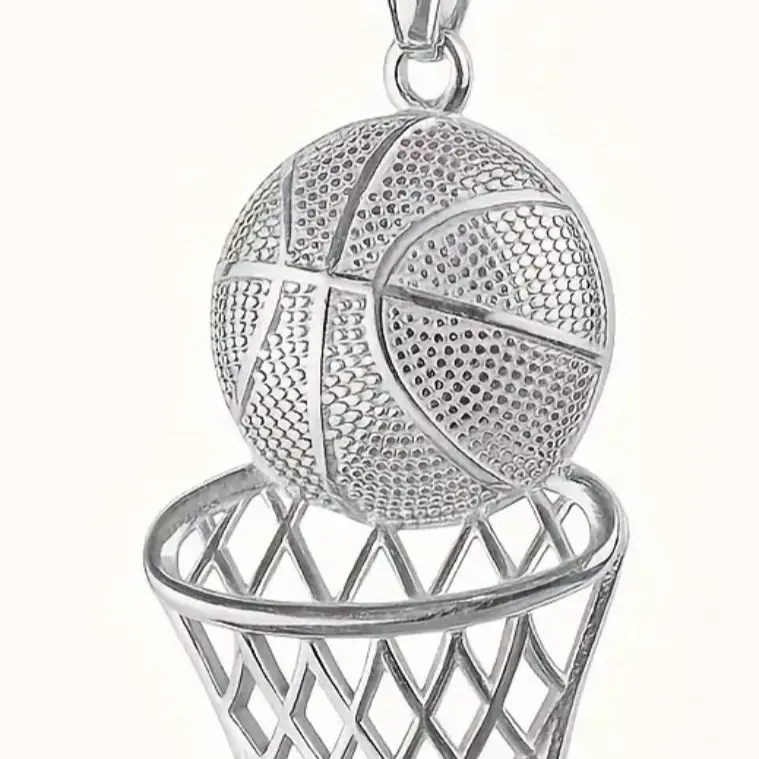 Fashion Basketball Hoop Pendant - Metallic Design with Basket, European & American Hip Hop Creative Necklace Accessory