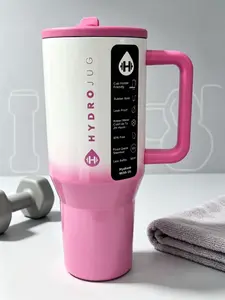 HydroJug 32oz Pink Ombre Insulated Tumbler with Handle & Flip Lid - Stainless Steel Travel Mug, Cup Holder Friendly, Leak-Proof, Keeps Water Cold 24 Hours, BPA-Free, Ideal for Gym, Workouts & Daily Hydration