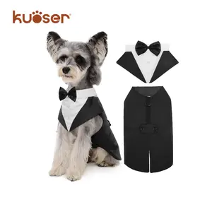 Kuoser Dog Tuxedo Dog Suit and Bandana Set, Dogs Tuxedo Wedding Party Suit, Dog Prince Wedding Bow Tie Shirt Formal Dog Wedding Attire for Large and Medium Dogs Golden Retriever Samo Bulldogs
