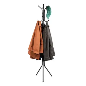 Standing Metal Coat Rack Hat Hanger 8 Hook for Jacket, Purse, Scarf Rack, Umbrella Tree Stand, Lightweight, Silver