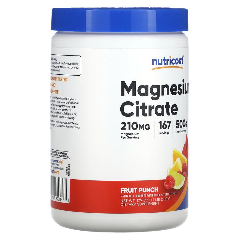 Nutricost Magnesium Citrate, Fruit Punch, 17.9 oz (500 g)