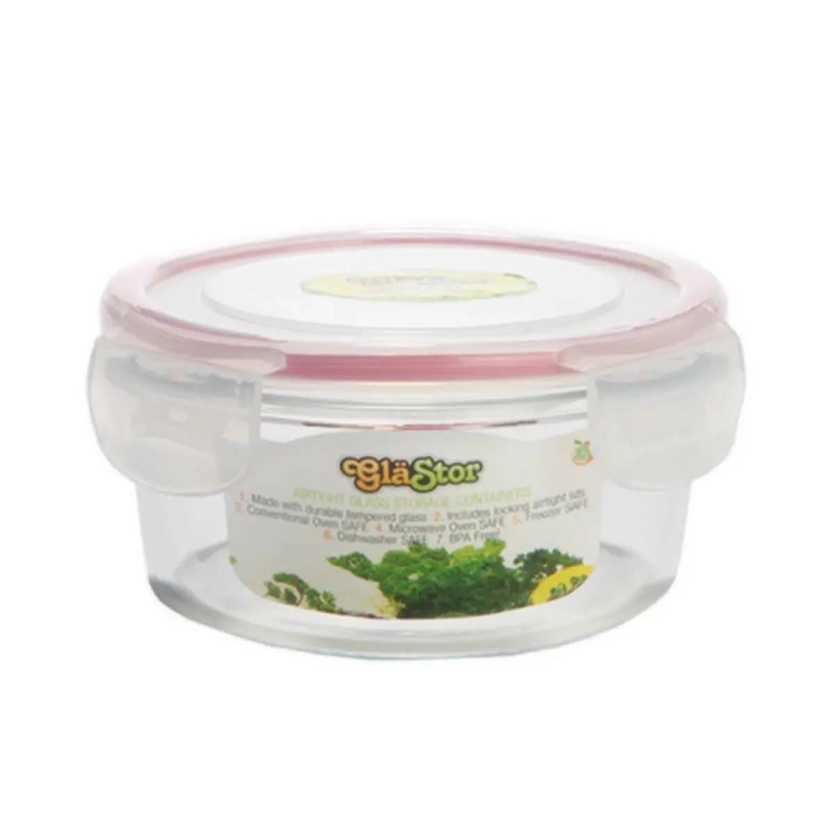 Tribest GLC045 Glastor Silicone Kitchen Airtight Food Storage Container, 15oz Lightweight Round Preserving Container, Oven