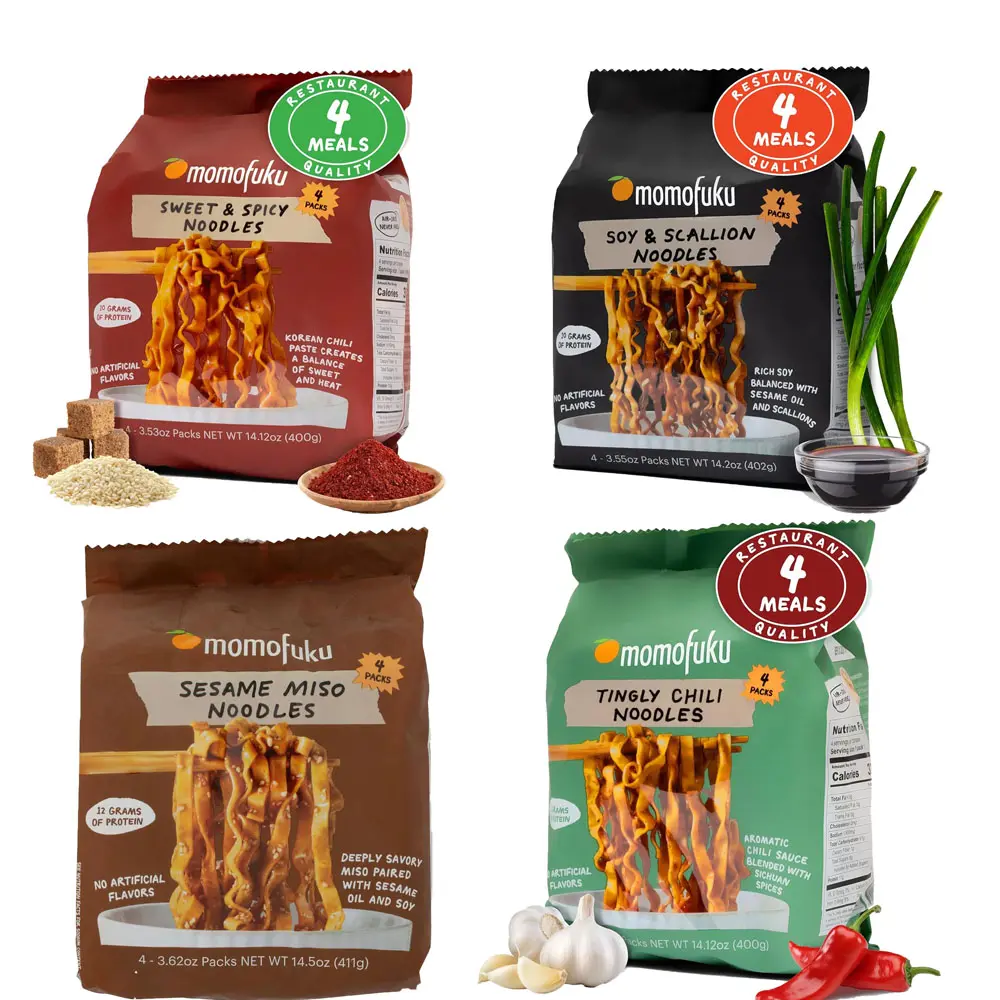 NEW 2026!!! Momofuku Soy and Scallion Ramen Noodles by David Chang, 4 Pack of Restaurant Quality Air-Dried Instant Noodles Now with More Sauce & 10g of Protein