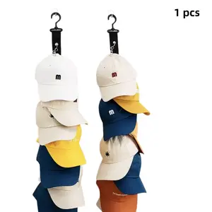 Wall-Mounted Foldable Hat Rack with 8 Hooks, Durable Design for 8 Baseball Caps, Space-Saving Organizer for Closet and Bedroom