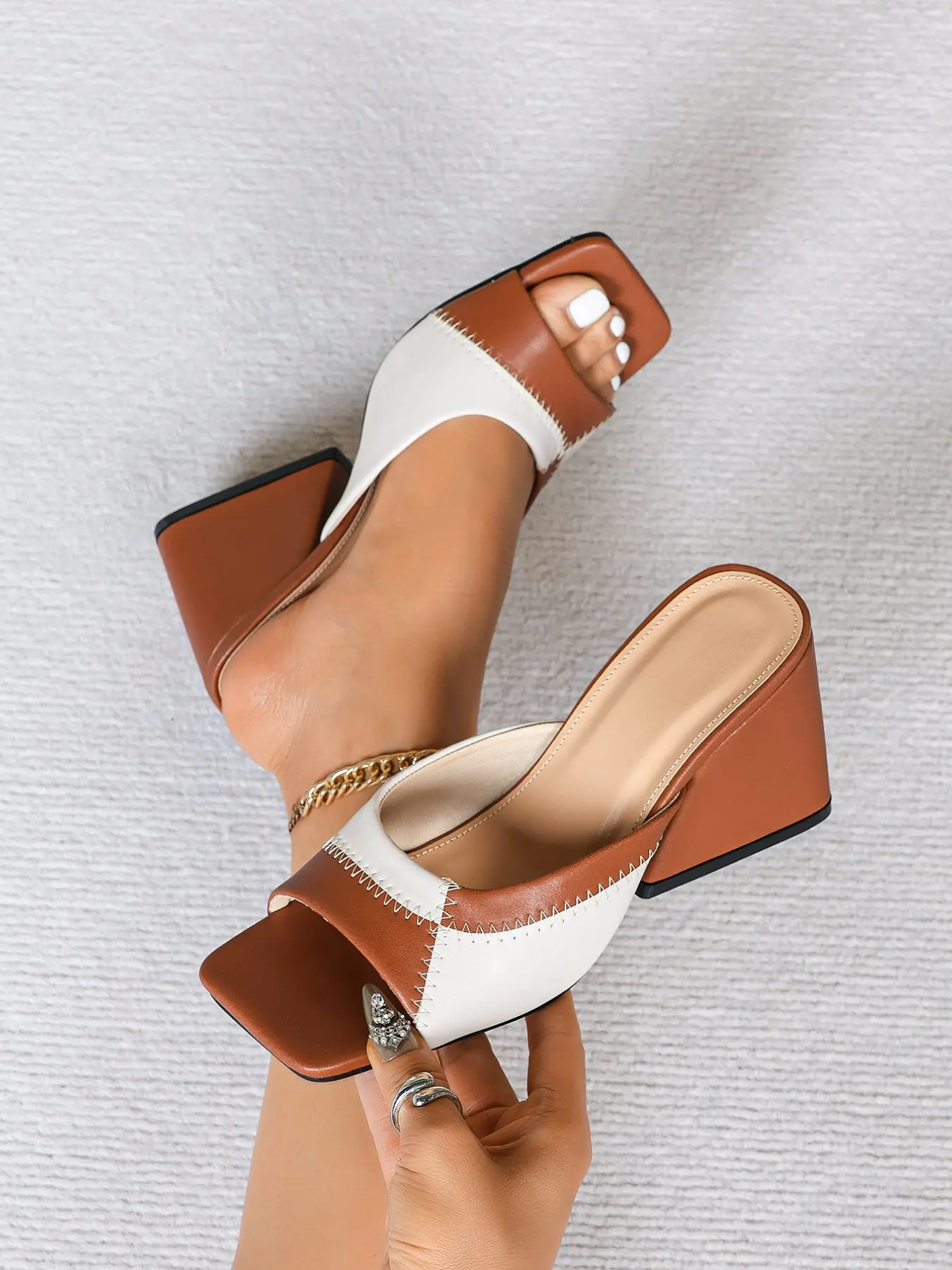 Fashion Fish Mouth Sandals, Chunky Heel Women's Summer New Arrival, Stylish Casual Outdoor Wear, High Heel Sandals for Ladies, Chunky Heeled Sandals