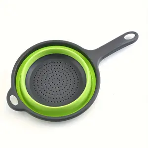 Portable Silicone Filter with Foldable Mesh, Durable Kitchen Tool for Draining Pasta Vegetables Fruits, Easy to Clean Multifunctional Design