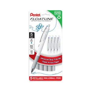 Pentel Floatune Retractable Rollerball, 1.0mm, Bold Point, 5-Pk