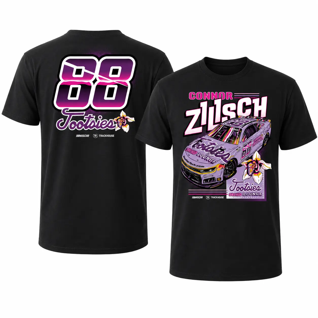 Connor Zilisch 88 Tootsies Racing T-Shirt, Navy Pink Purple Race Car Graphic Tee, Double Sided Motorsport Shirt for Race Day Fans - Menswear & Underwear - Men's Tops - T-shirts - Men's Short-sleeve T-shirts