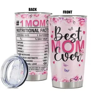 20oz Tumbler, Best Mom Ever Letter Pattern Insulated Tumbler, Gift for Mom, Drinking Cup for Home Office School, Gift for Any Occasion, Drinkware