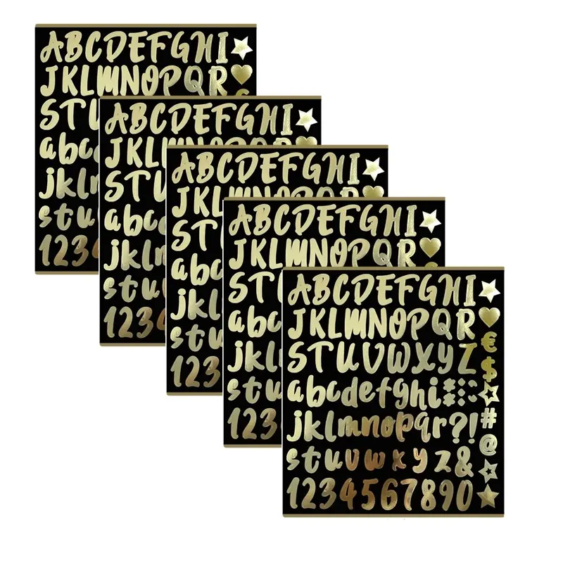 Self Adhesive Letter Sticker, 5 Sheets Glitter Alphabet Sticker, DIY Decor Sticker for Mailbox, Door, Window, Business, Cars, Classroom, Gift