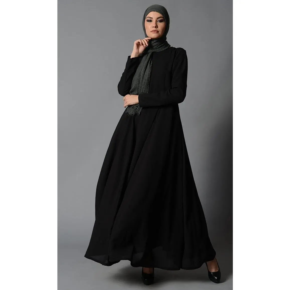 Umbrella cut flared arabian abaya dress ( Rose Dust ) - Final Sale