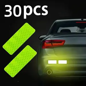 30pcs Reflective Safety Stickers, Waterproof Fluorescent, for Cars Trucks Bikes Motorcycles, Road Safety Gear, Vehicle Visibility