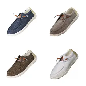 NORTY - Mens Lightweight Canvas Slip On Loafers Lace Up Tie Boat Shoes 41509