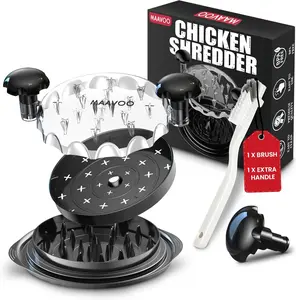 11" inch Large  Chicken Shredder Tool Twist , Premium 3-Layer Meat Shredder with Brush & Extra Handle, Chicken Breast Shredder, BPA-Free, Anti-Slip, Dishwasher Safe
