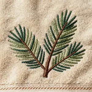 Towel Embroidered with Pine Needles Towel Embroidered with Pine Needles