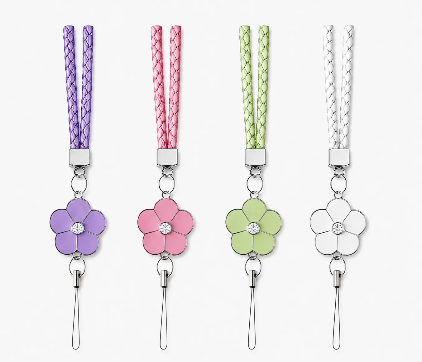 Universal Hand-Woven Flower Phone Wrist Lanyard, Cute Braided Phone Strap & Charm, Anti-Lost Detachable Wrist Strap Compatible with All Phones, Stylish Accessory for Girls & Women, Back to School Essentials
