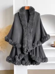 Women's Elegant Faux Fur Shawl Wrap, Ideal for Air-Conditioned Rooms, Warm and Comfortable for Home and Parties, Fall & Winter Fashion, Soft Warm Shawl