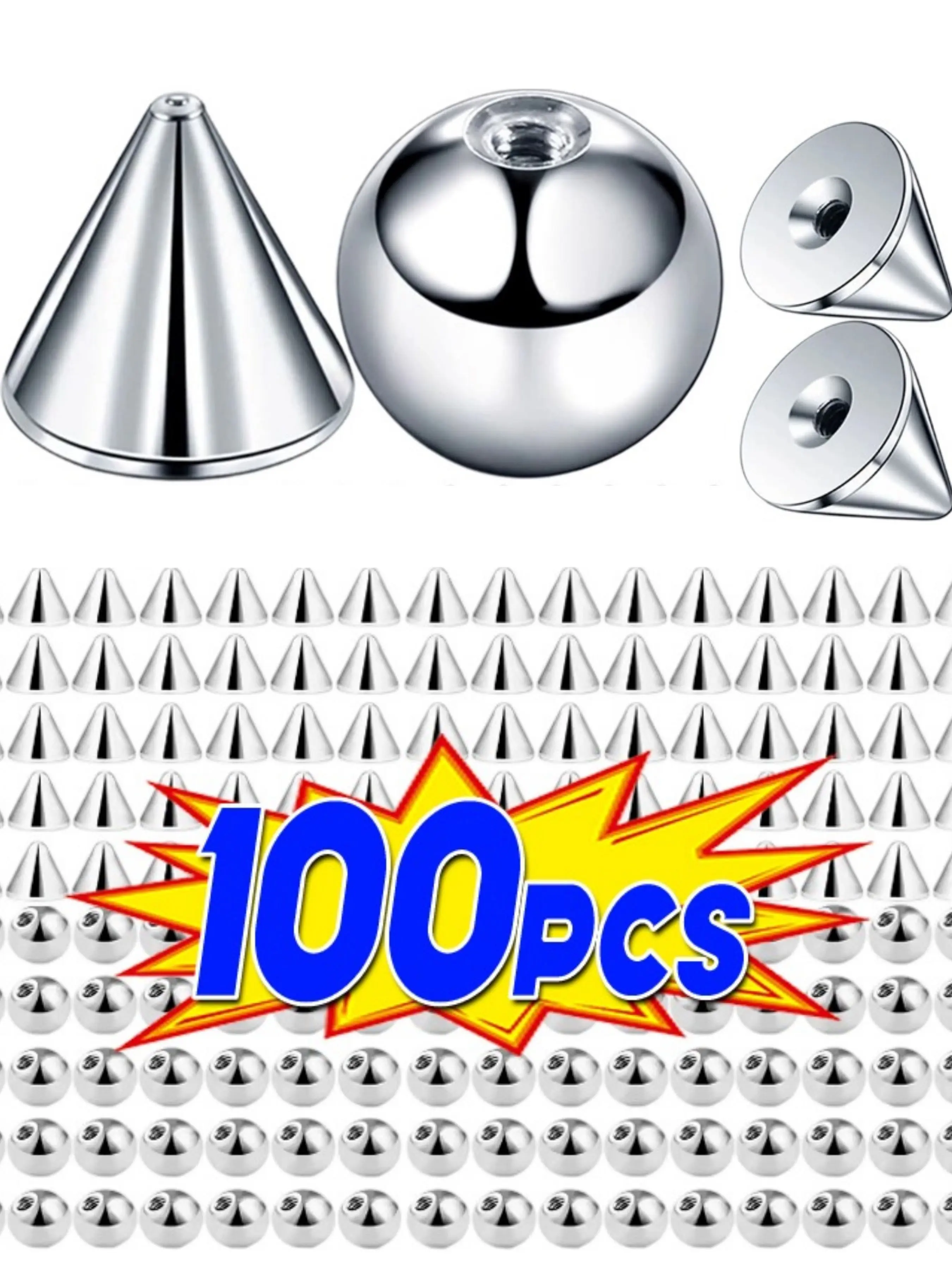 100pcs 3mm Stainless Steel Replacement Balls, Silver Color Piercing Parts, Nose Lip Tragus Helix, Nose Piercing Accessory, Body Jewelry Accessories, Gifts