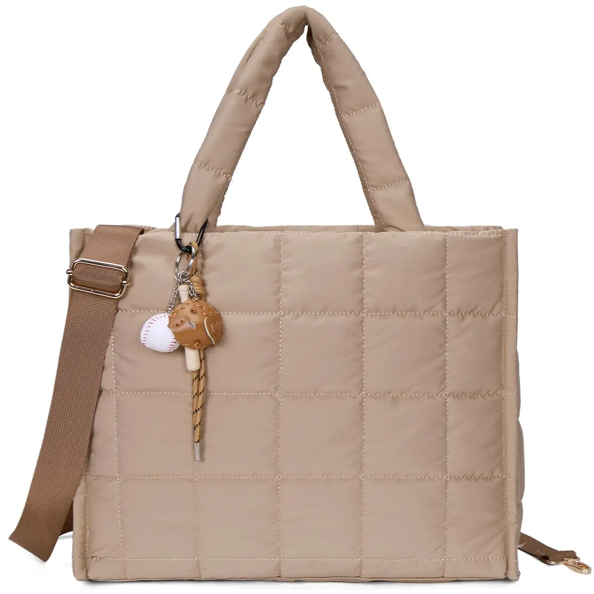 Nerlion Quilted Puffer Tote Bag for Women Spring Grow Up,TikTokShopfalldealsforyou,Large Puffy Shoulder Bag for Work Lightweight Diaper Handbag for Tr