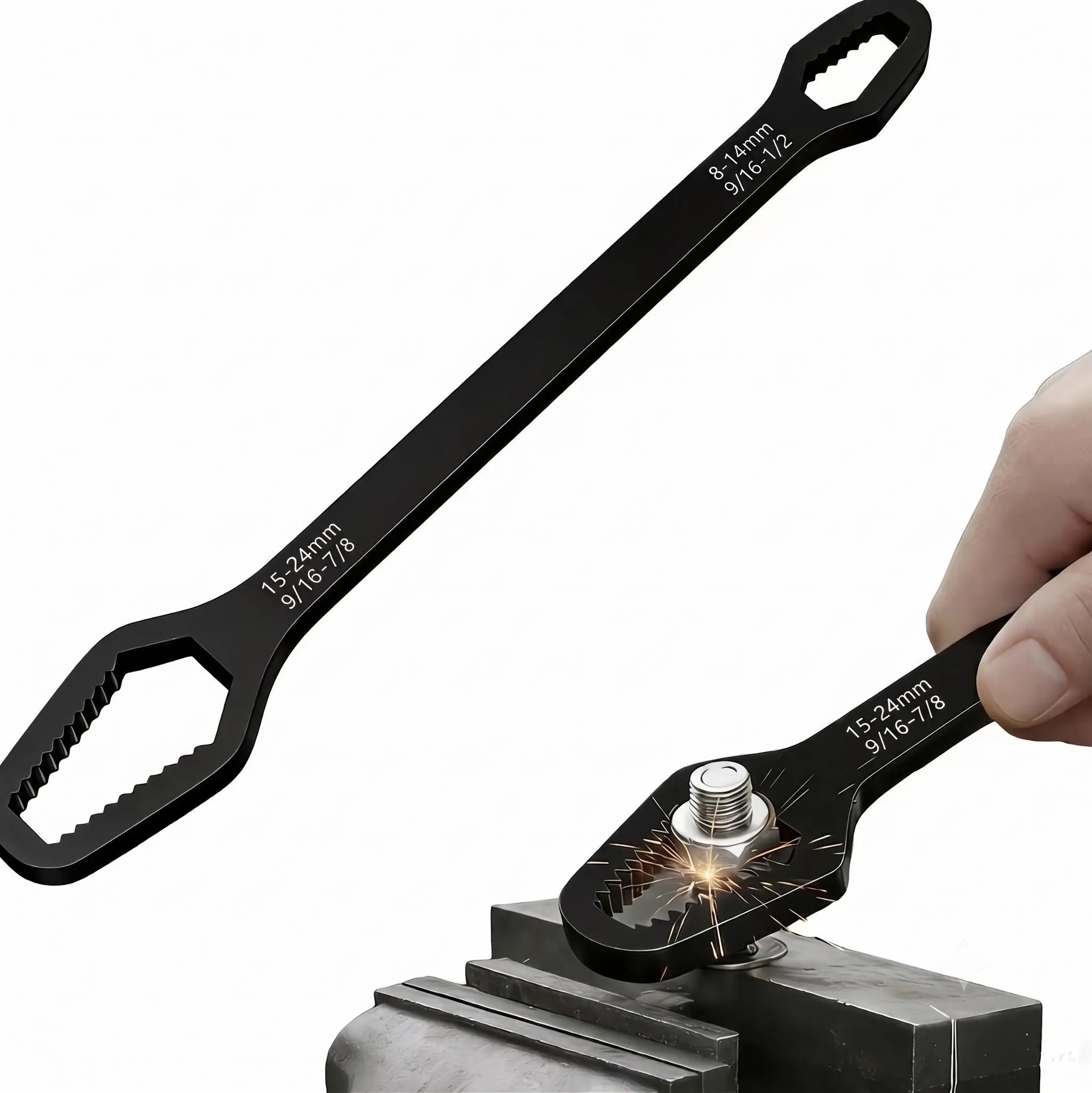 Self-Tightening Adjustable Double-Ended Torx Box Wrench Set (8-24mm) - Portable Spanners & Wrenches with Anti-Slip Grip, Hand Tool for Vehicle Nut Removal, Bolt Maintenance Assembly