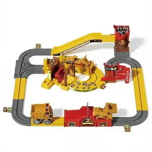 Construction Track Playset for Kids – STEM Engineering Toy with Automatic Vehicle Switching, Loading & Lifting Balls, Excavator & Dump Truck Set