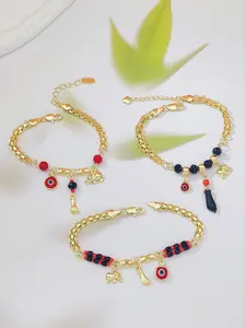 Wide Chain Cute Elephant Exquisite Trendy Bracelet for Women, Bohemian Style Evil Eye Beaded Wristband, Birthday Gift for Girlfriend, Copper Bracelets, Trendy Jewelry