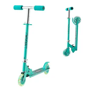 VEVOR Kick Scooter for Kids Ages 3+, 2-Wheel Toddler Scooter with Light-Up Wheels, Adjustable Height Handlebar, Wide Anti-Slip Deck, Foldable Lightweight Frame for Boys Girls up to 110 lbs, Green