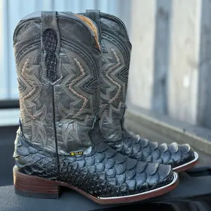 Black Python Boot printed