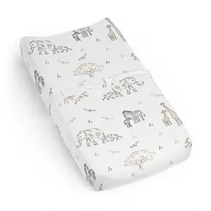 Sweet Jojo Designs Baby Changing Pad Cover Sheet (Jungle Safari Animals) for Girls/Boys, Infant/Newborn Diaper Change Table Mat Covers (Elephant, Giraffe, Wildlife Adventure for Serengeti Collection)