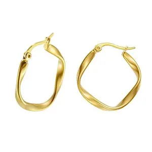Stately Steel Twist Hoop Earrings