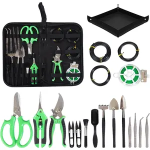 Bonsai Tools Kit 20 Pcs Garden Tools Set for Starters, Gardening Gifts for Women Men Includes Bonsai Wire Kit, Plant Mat, Pruning Shears, Bonsai Scissors, Succulent Tools in Leather Storage Bag