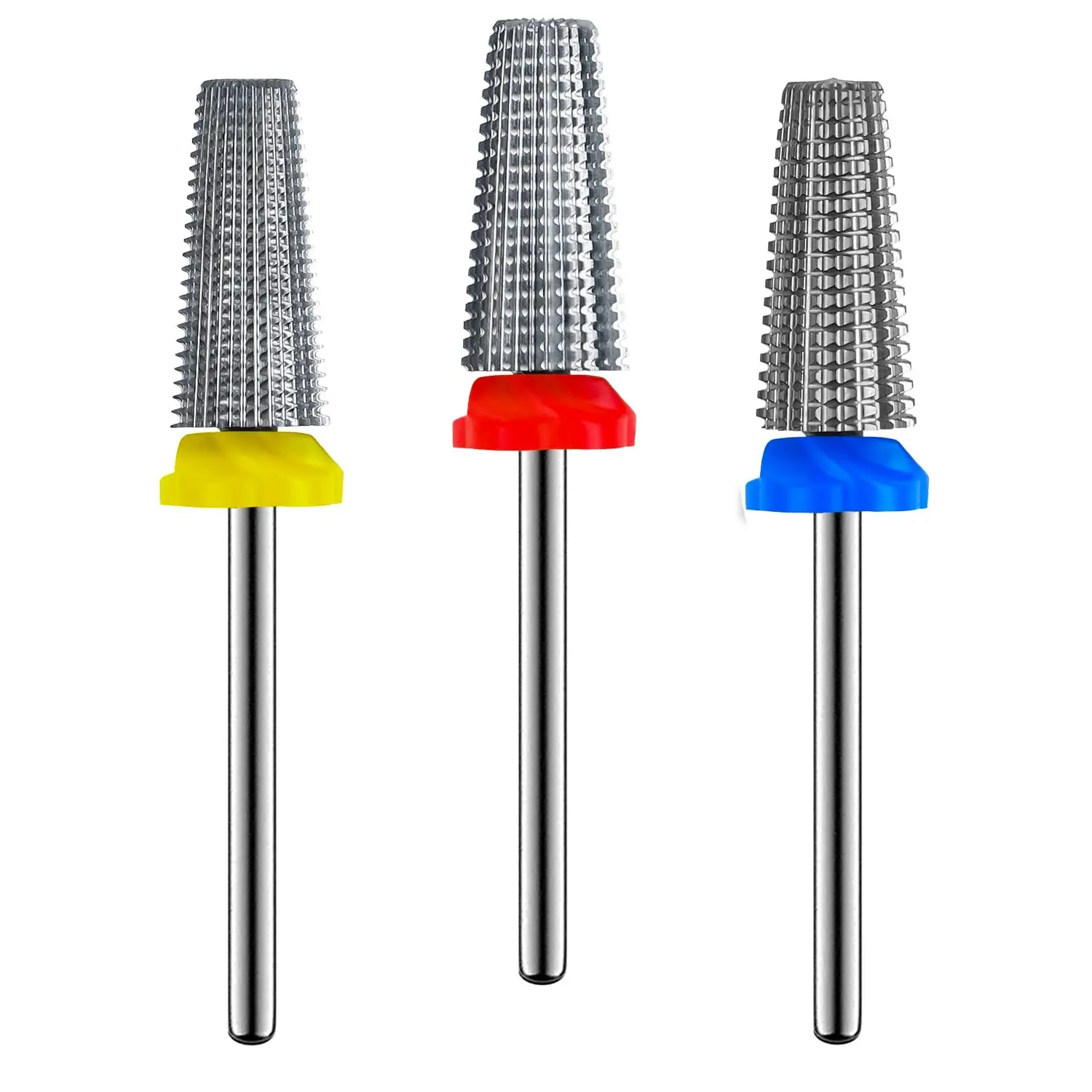 3Pcs Carbide 5-in-1 Nail Drill Bit Set: for Acrylic Nail Gel Fast Remove | Two Way Rotate Use for Left&Right Handed 3/32 Inches Brocas Para Drill Nails XF， F， M