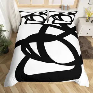 Stripe Line Geometric Black and White Duvet Cover,Breathable Abstract Bedspread Cover,Room Decor Modern Art Quilt Cover,No Comforter