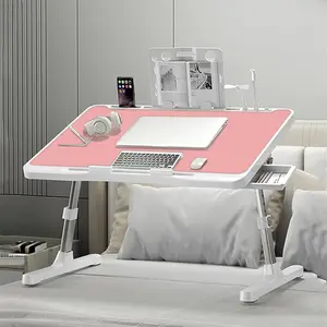 Laptop Desk for Bed, Adjustable Beds Table with USB Charge Port, Foldable Laptop Table with Storage Drawer, Portable Laptop Bed Desk Tray for Eating Working Writing Reading