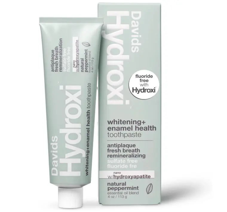Davids Nano Hydroxyapatite Whitening Enamel Health SLS Free Peppermint 4oz | Fluoride Free, Remineralizing, Antiplaque, Fresh Breath, Made in USA, Nano-Hydroxyapatite Toothpaste, Davids Hydroxi