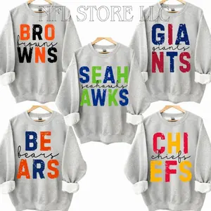 First Down Football Sport Grey Retro Style Crewneck Sweatshirt , Vintage 90s TEAM Footballl Unisex Pullover , Custom Team, Perfect Gift for Football Fans 3F