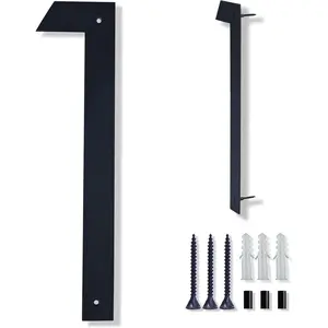 15 Inch Modern House Numbers For Outside,Large Metal house Numbers for Outside, Large Address Numbers For House Number Matte Black Floating Outdoor Flush Alloy Steel  Address Numbers 1