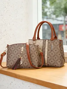 Women's Handbag Set with Shoulder Bag, Classic Print Large Capacity, Vintage Crossbody Bag, Mother's Day Gift for Mom and Elders