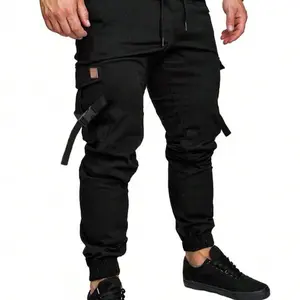 Manfinity Homme Men Flap Pocket Buckle Detail Drawstring Waist Cargo Pants men jean