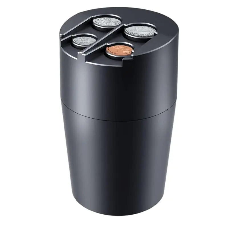 Car Coin Holder - Universal Vehicle Coin Organizer & Cup Holder Coin Dispenser for Cars Trucks Portable Change Keeper Car Interior Accessory