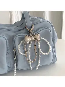 New niche Korean design high-end beaded butterfly chain bag charm pendant keychain decoration Keychain for bags