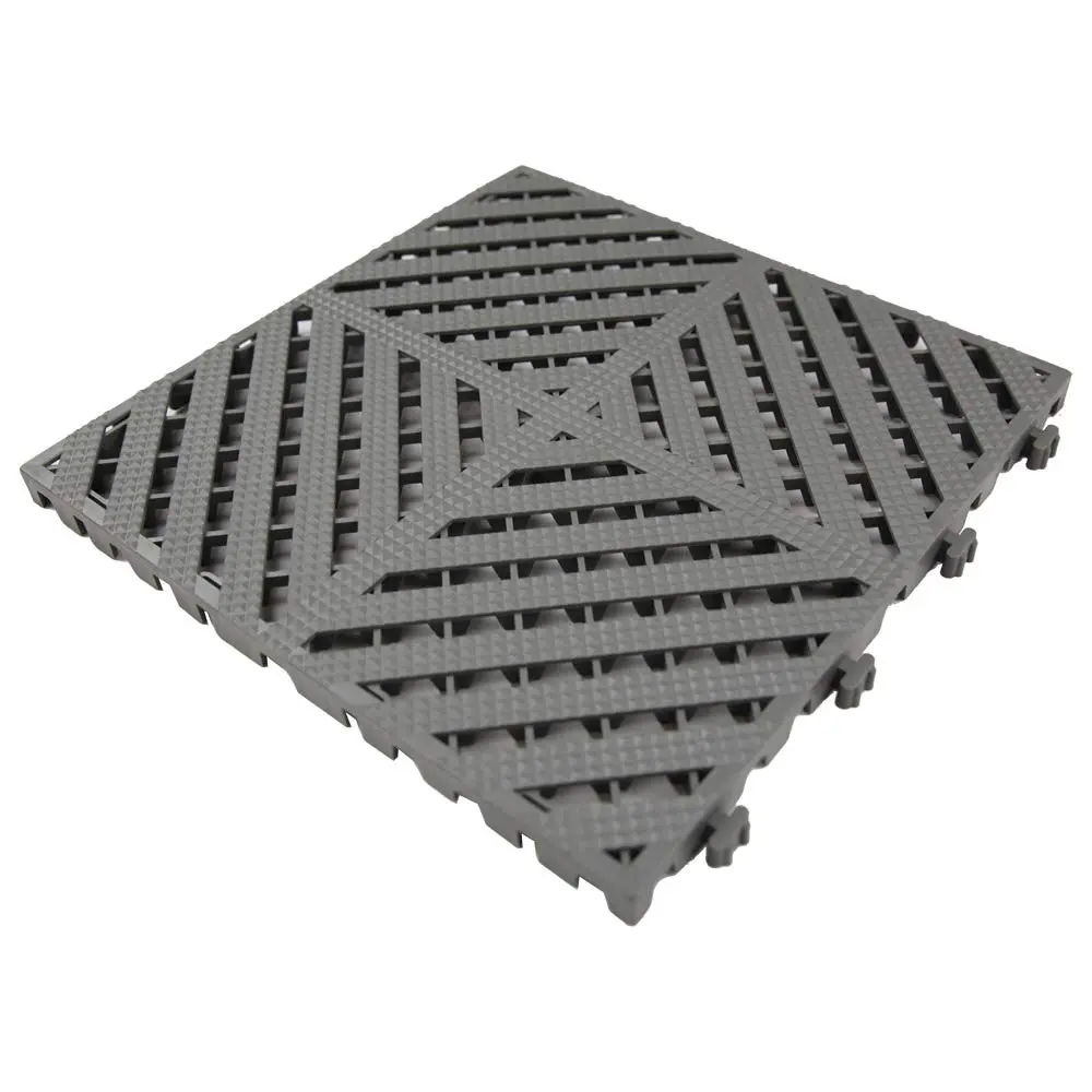 RevTime Modular Interlocking Deck Tile 13"x13"x3/4" Heavy Duty for Garage Flooring, Car Washing Facility, Deck Floor (Pack of 20), Gray