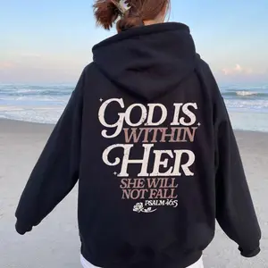 God Is Within Her Unisex Drawstring Hoodie Sweatshirts Breathable